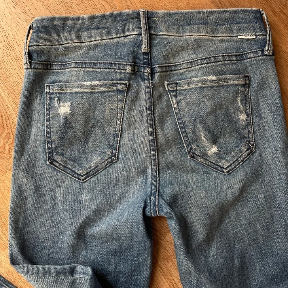 Mother The Looker Graffiti Girl Distressed Skinny Jeans Blue Women’s Size 24 - Picture 7 of 8